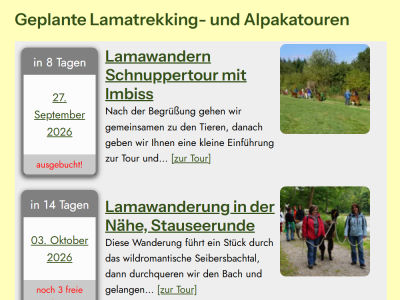 Hunsrück-Lamas WordPress Buchungssystem | apm24.de