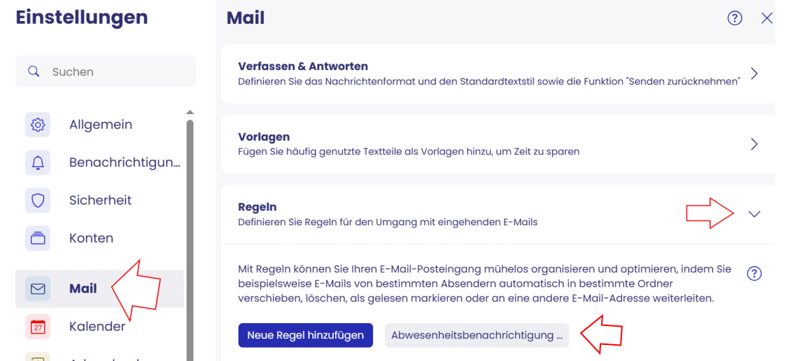 Strato Abwesenheitsbenachrichtigung Regeln